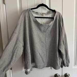 Free People Movement Distressed Off the Shoulder Long Sleeve